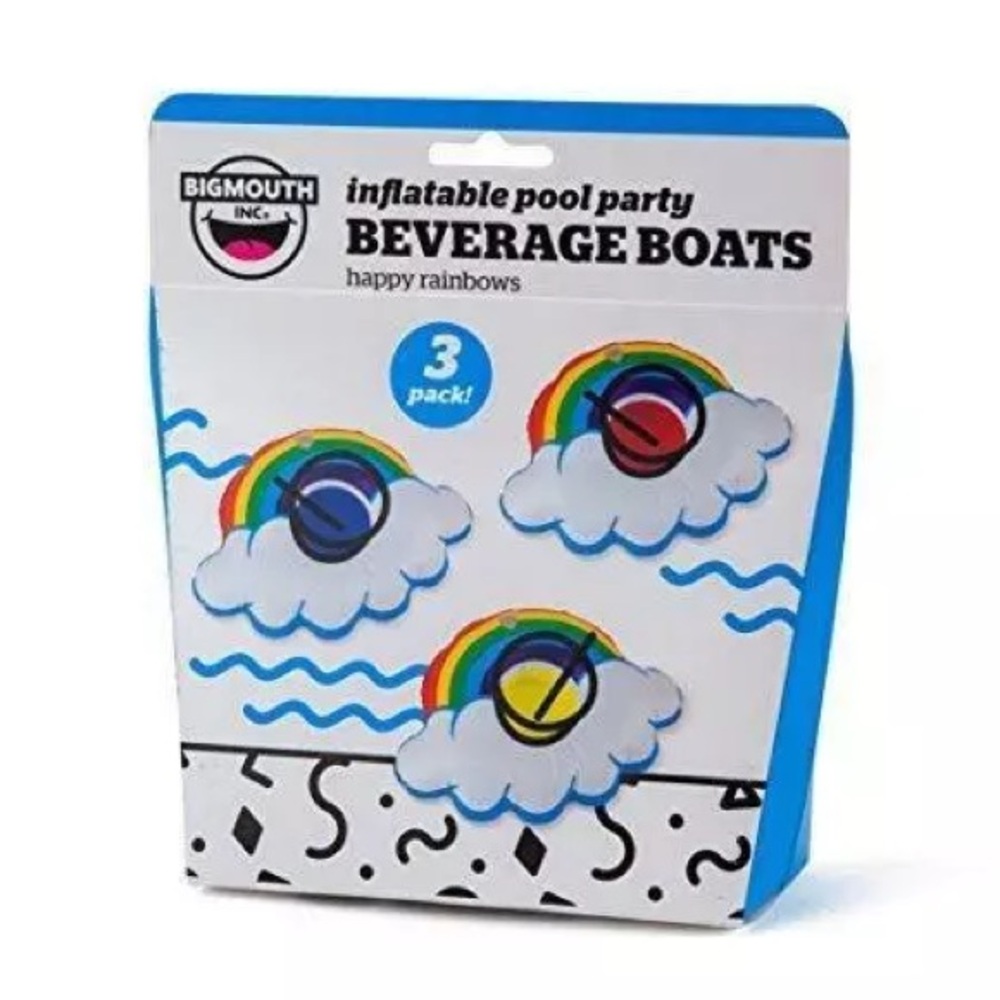 New Bigmouth Inflatable Rainbows Clouds Beverage Drink Boats Floats Pool Party🌈